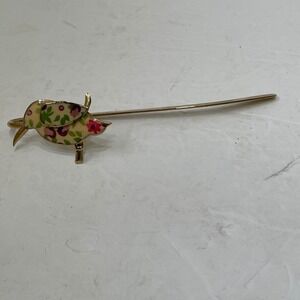VINTAGE ENAMEL BIRD‎ GOLDTONE BOOKMARK